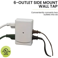 Surge Protectors & Power Strips<GoGreen Power Side Mount Wall Tap, 6 Outlet White (GG-16000TSM)