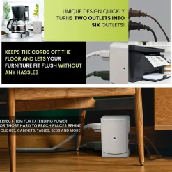Surge Protectors & Power Strips<GoGreen Power Side Mount Wall Tap, 6 Outlet White (GG-16000TSM)