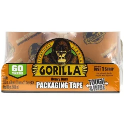Gorilla Heavy Duty Tough & Wide Packaging Tape Refill, 2.88" x 30 yd., Clear, 2 Rolls/Pack (6030402)* Packing Tape