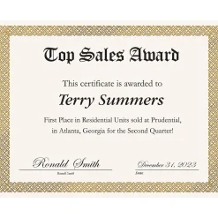 Best Braided Foil Certificates, 8.5" x 11", Beige/Gold, 15/Pack (963006) Awards & Certificates