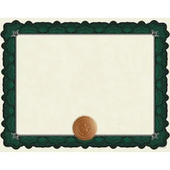 New Cambridge Certificates, 8.5" x 11", Beige/Green, 10/Pack (2020006) Awards & Certificates