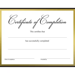 Discount Completion Certificates, 8.5" x 11", White/Black/Gold, 15/Pack (2020150) Awards & Certificates