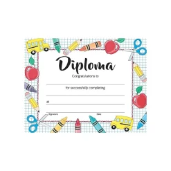 New Grade School Diploma Graduation Certificates, 8.5" x 11", Multicolor, 15/Pack (2020002) Awards & Certificates