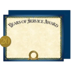 Outlet Years of Service Certificates, 8.5" x 11", 20/Pack (2015113KIT) Awards & Certificates