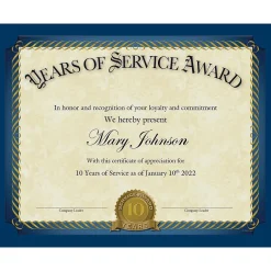 Outlet Years of Service Certificates, 8.5