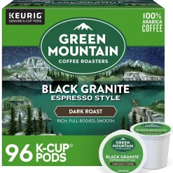 Keurig K-Cups<Green Mountain Black Granite Espresso Style Coffee Keurig® K-Cup® Pods, Dark Roast, 96/Carton (5000366650CT)