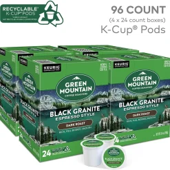 Keurig K-Cups<Green Mountain Black Granite Espresso Style Coffee Keurig® K-Cup® Pods, Dark Roast, 96/Carton (5000366650CT)