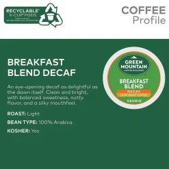 Keurig K-Cups<Green Mountain Breakfast Blend Decaf Coffee Keurig® K-Cup® Pods, Light Roast, 48/Box (5000355634)