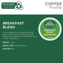 Keurig K-Cups<Green Mountain Breakfast Blend Coffee Keurig® K-Cup® Pods, Light Roast, 24/Box (5000330085)