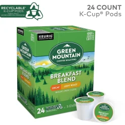 Keurig K-Cups<Green Mountain Breakfast Blend Decaf Coffee Keurig® K-Cup® Pods, Light Roast, 24/Box (5000330139)