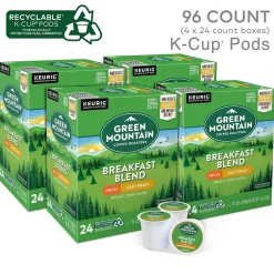 Keurig K-Cups<Green Mountain Breakfast Blend Decaf Coffee Keurig® K-Cup® Pods, Light Roast, 96/Carton (7522)