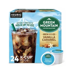 Keurig K-Cups<Green Mountain Brew-Over-Ice Vanilla Caramel Iced Coffee, 0.4 oz. Keurig® K-Cup® Pods, 24/Box (390283)