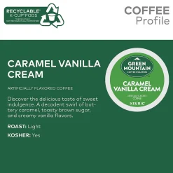 Keurig K-Cups<Green Mountain Caramel Vanilla Cream Coffee Keurig® K-Cup® Pods, Light Roast, 48/Box (350072)