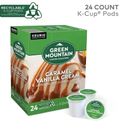 Keurig K-Cups<Green Mountain Caramel Vanilla Cream Coffee Keurig® K-Cup® Pods, Light Roast, 24/Box (6700)