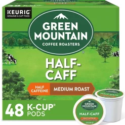 Keurig K-Cups<Green Mountain Coffee Roasters Half-Caff Coffee Keurig® K-Cup® Pods, Medium Roast, 48/Box (357446)