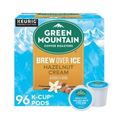 Keurig K-Cups<Green Mountain Coffee Roasters Hazelnut Cream Iced Coffee, Keurig K-Cup Pod, Medium Roast, 96/Carton (390290CT)
