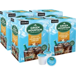 Keurig K-Cups<Green Mountain Coffee Roasters Hazelnut Cream Iced Coffee, Keurig K-Cup Pod, Medium Roast, 96/Carton (390290CT)