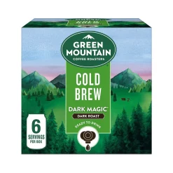 Coffee<Green Mountain Coffee Roasters Dark Magic Cold Brew Coffee Packet, Dark Roast, 72 fl.oz., 6/Carton (5000376411)
