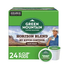 Keurig K-Cups<Green Mountain Coffee Roasters Horizon Blend by Kevin Costner Coffee, Keurig K-Cup Pod, Dark Roast, 24/Carton (5000379575)