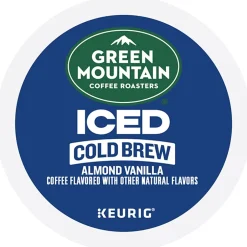 Keurig K-Cups<Green Mountain Coffee Roasters Iced Cold Brew Almond Vanilla Iced Coffee Keurig® K-Cup® Pods, Light Roast, 80/Carton