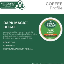 Keurig K-Cups<Green Mountain Dark Magic Decaf Coffee Keurig® K-Cup® Pods, Dark Roast, 96/Carton (504067)
