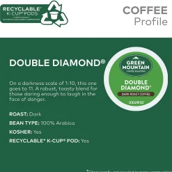 Keurig K-Cups<Green Mountain Double Diamond Coffee, Dark Roast, Keurig® K-Cup® Pods, 96/Carton (GMT4066CT)