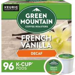 Keurig K-Cups<Green Mountain French Vanilla Decaf Coffee Keurig® K-Cup® Pods, Light Roast, 96/Carton (7732CT)