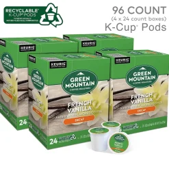 Keurig K-Cups<Green Mountain French Vanilla Decaf Coffee Keurig® K-Cup® Pods, Light Roast, 96/Carton (7732CT)