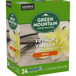 Keurig K-Cups<Green Mountain French Vanilla Decaf Coffee Keurig® K-Cup® Pods, Light Roast, 96/Carton (7732CT)
