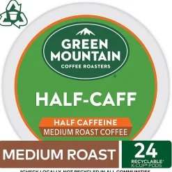 Keurig K-Cups<Green Mountain Half-Caff Coffee Keurig® K-Cup® Pods, Medium Roast, 24/Box (6999)