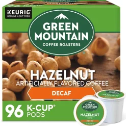 Keurig K-Cups<Green Mountain Hazelnut Decaf Coffee Keurig® K-Cup® Pods, Light Roast, 96/Carton (77923)
