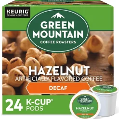Keurig K-Cups<Green Mountain Hazelnut Decaf Coffee, Light Roast, 0.33 oz. Keurig® K-Cup® Pods, 24/Box (7792)