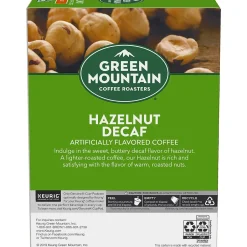 Keurig K-Cups<Green Mountain Hazelnut Decaf Coffee, Light Roast, 0.33 oz. Keurig® K-Cup® Pods, 24/Box (7792)