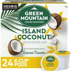 Keurig K-Cups<Green Mountain Island Coconut Coffee Keurig® K-Cup® Pods, Light Roast, 24/Box (6720)