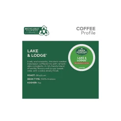Keurig K-Cups<Green Mountain Lake & Lodge Coffee, Medium Roast, 0.31 oz. Keurig® K-Cup® Pods, 24/Box (6523)