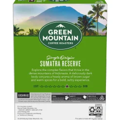 Keurig K-Cups<Green Mountain Sumatra Reserve Coffee, Dark Roast, 0.40 oz. Keurig® K-Cup® Pods, 24/Box (4060)
