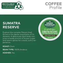 Keurig K-Cups<Green Mountain Sumatra Reserve Coffee, Dark Roast, 0.40 oz. Keurig® K-Cup® Pods, 24/Box (4060)