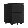 3-Drawer Mobile Vertical File Cabinet, Letter/Legal Size, Lockable, 23.62"H x 15.35"W x 20.47"D, Black (GMCC-00849) File Cabinets