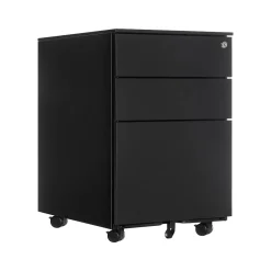 3-Drawer Mobile Vertical File Cabinet, Letter/Legal Size, Lockable, 23.62"H x 15.35"W x 20.47"D, Black (GMCC-00849) File Cabinets