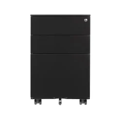 3-Drawer Mobile Vertical File Cabinet, Letter/Legal Size, Lockable, 23.62"H x 15.35"W x 20.47"D, Black (GMCC-00849) File Cabinets