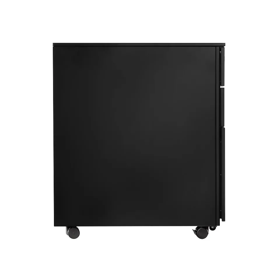 3-Drawer Mobile Vertical File Cabinet, Letter/Legal Size, Lockable, 23.62"H x 15.35"W x 20.47"D, Black (GMCC-00849) File Cabinets