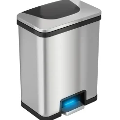 Halo TapCan Stainless Steel Rectangular Pedal Sensor Trash Can with AbsorbX Odor Control System, Trim, 13 Gal. (TC13SB)