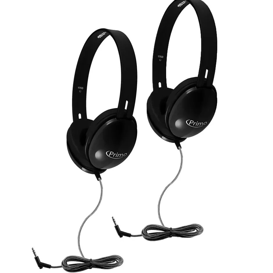 Hamilton Buhl HamiltonBuhl Primo Stereo Headphones, Black, 2/Pack (HECPRM100B-2)