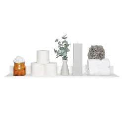 Discount No-Stud Single Aluminum Floating Shelf, 18-In., White Powder Coat (HANL18W) Shelving