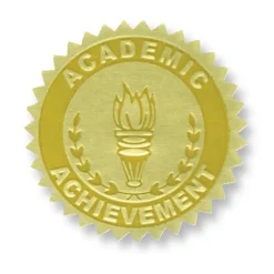 Hot Embossed Certificate Academic Achievement Seals, Gold, 54/Pack (H-VA372) Awards & Certificates