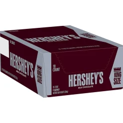 Chocolate<Hershey's King Size Milk Chocolate Candy Bar, 2.6 oz., 18/Box (HEC22000)