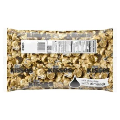 Chocolate<KISSES HERSHEY'S Gold Foil Milk Chocolate with Almonds Pieces, 66.7 oz., 400/Bag (HEC62083)