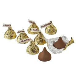 Chocolate<KISSES HERSHEY'S Gold Foil Milk Chocolate with Almonds Pieces, 66.7 oz., 400/Bag (HEC62083)