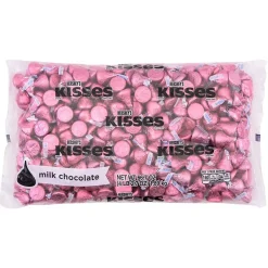 Chocolate<KISSES HERSHEY'S Pink Foil Milk Chocolate Pieces, 66.7 oz. (HEC33434)