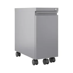 Clearance 2-Drawer Mobile Vertical File Cabinet, Letter/Legal Size, Lockable, 21.75"H x 10"W x 19.88"D, Arctic Silver (24045) File Cabinets